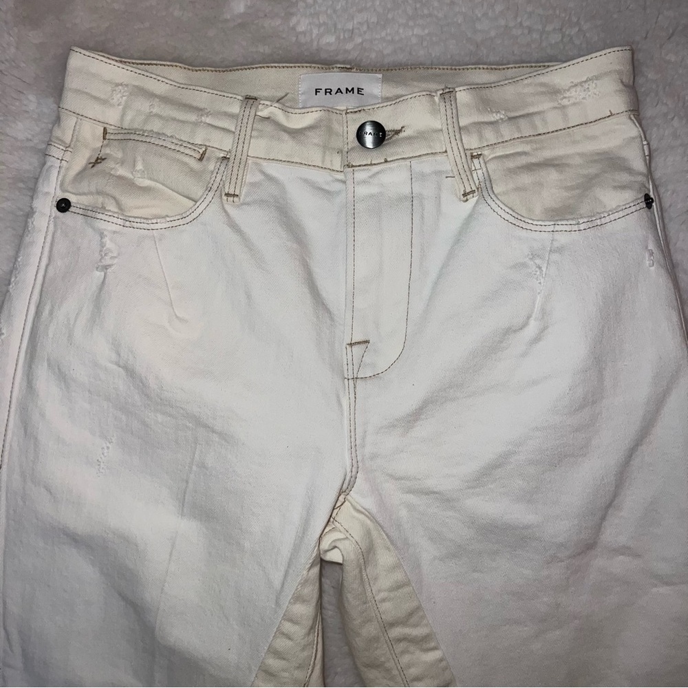 Frame Le High Straight Spring Mix Jeans Two tone cream and white jeans - Picture 6 of 15